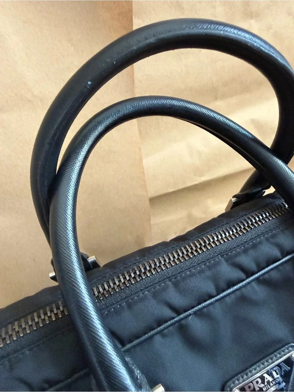Prada Black Nylon Top-Handle Briefcase